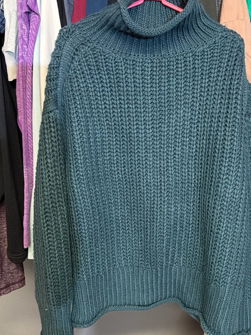 POL Turtleneck Chunky Knit Sweater in Teal
